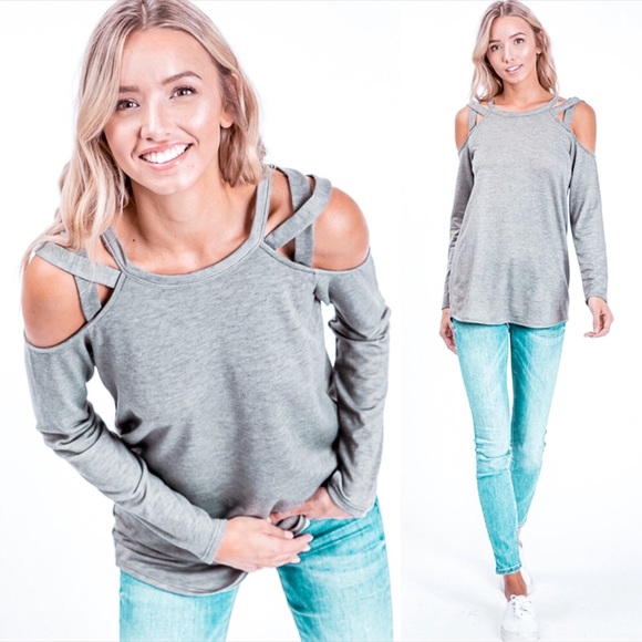 Tops - Olive Cold Shoulder Long Sleeve Top
